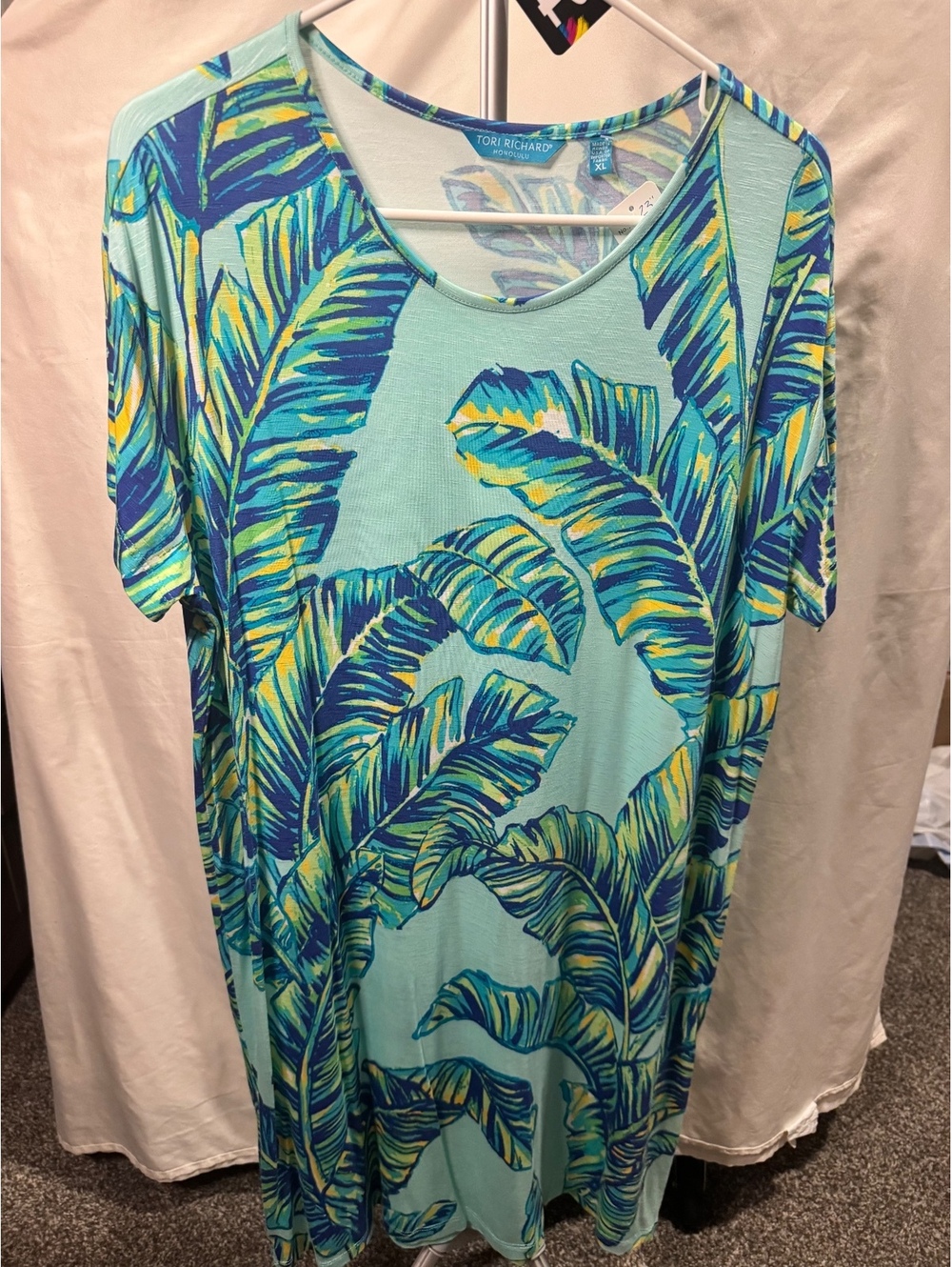 284 Tori Richard XL Tropical Rayon Spandex Dress - Island Vibes!